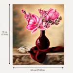Pink magnolia and lilac oil painting dimensions 60 by 70 centimeters