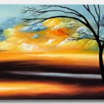 Original sunset landscape oil painting on gallery-wrapped canvas