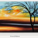 Sunset landscape oil painting dimensions 70 by 40 centimeters