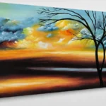 Original sunset landscape oil painting on gallery-wrapped canvas