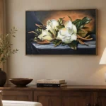 White Magnolia Still Life — Original Oil Painting on Canvas